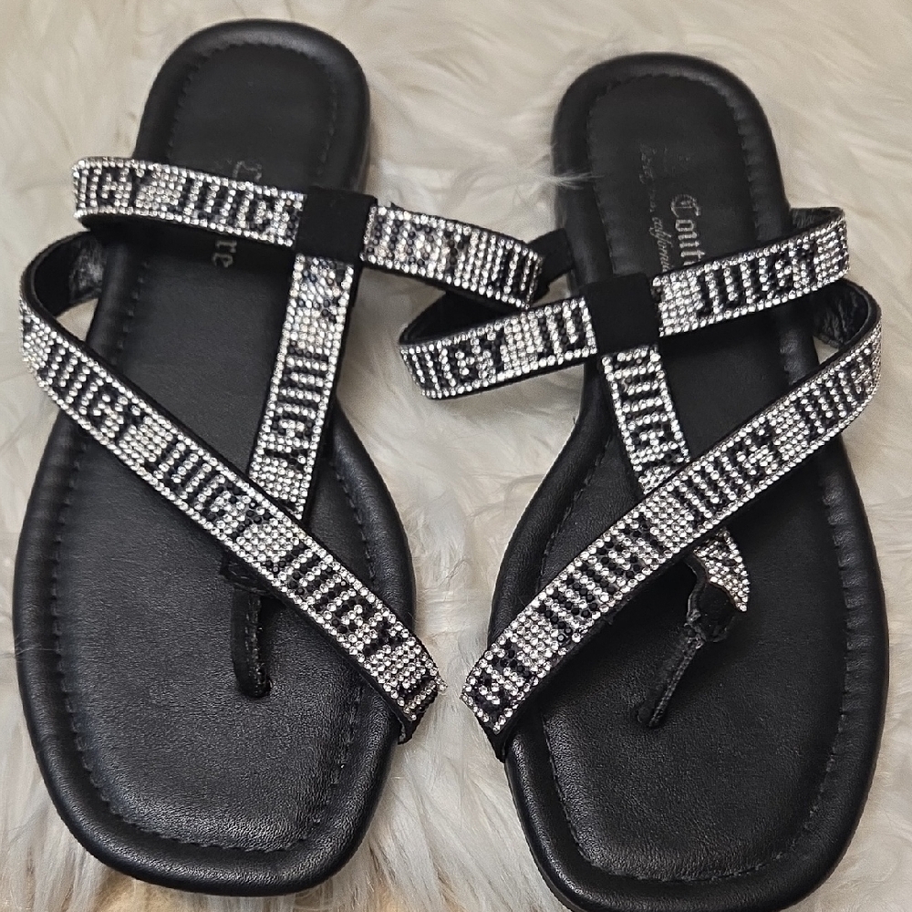 Juicy Couture Black Slide Sandals with Bold Branding